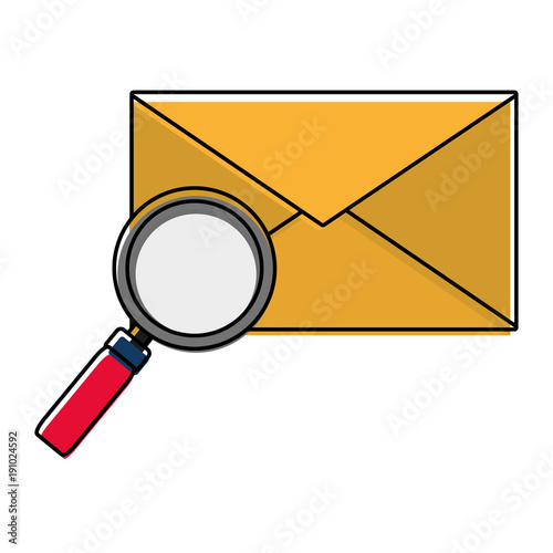 color e-mail letter message with magnifying glass