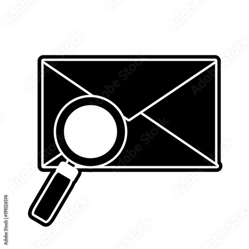 silhouette e-mail letter message with magnifying glass