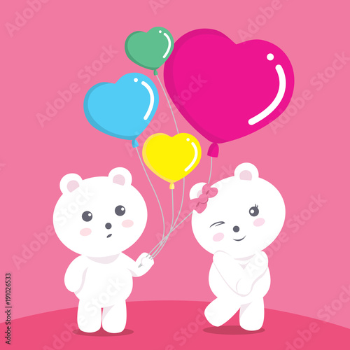 Valentine Bears Balloon Love Pink