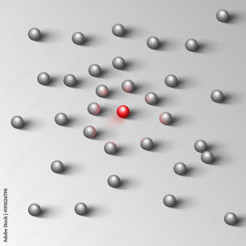 Grey figures and a red one, vector