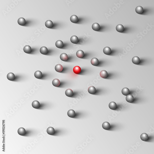 Grey figures and a red one, vector