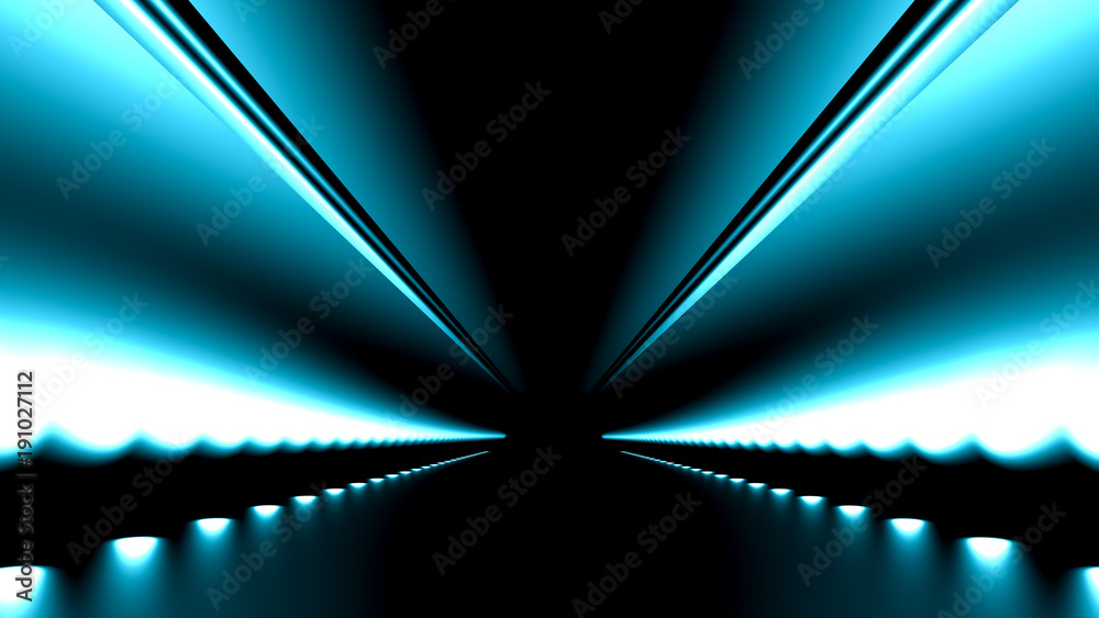 Abstract background with glow and road. 3d illustration, 3d rendering.