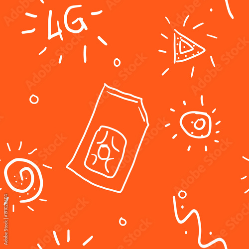  Vector 4g SIM Cards Seamless Pattern on Background. doodle seamless pattern