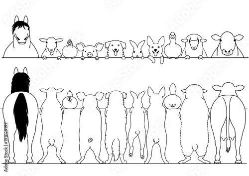 standing farm animals front and back border set