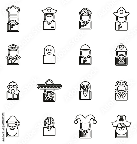 Avatar or Profile Picture Icons Set 1 Thin Line Vector Illustration Set