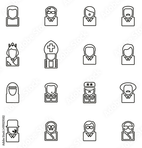 Avatar Icons Historical Figures Set 2 Thin Line Vector Illustration Set