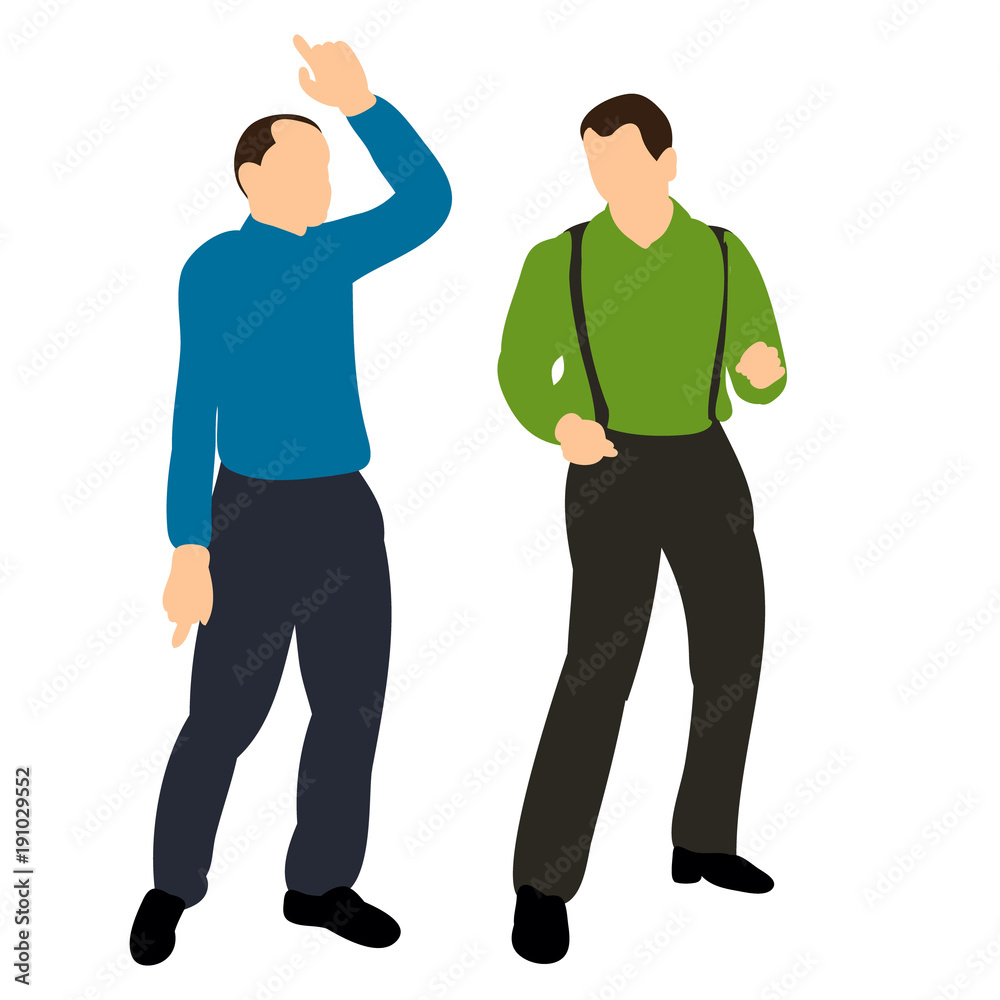 vector isolated  of men dancing