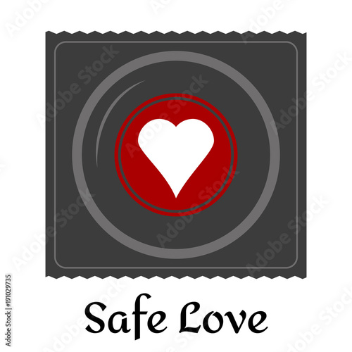 package for condoms in a flat style, image for a banner about an unwanted pregnancy Safe love on a white background. 
