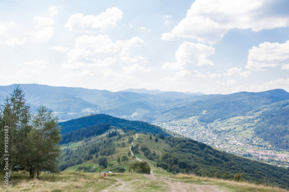 Landscapes of the mountains and mountain forest. Carpathian mountains. Europe. Ukraine.
