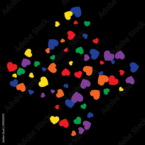 Vector Confetti Background Pattern.  Element of design.  Colored hearts on a white background