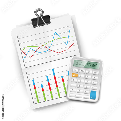 Vector illustration of clipboard, calculator icon