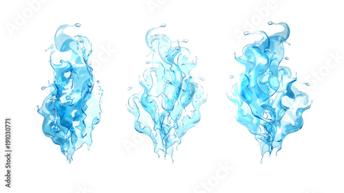 Splash of water on a white background isolated. 3d illustration, 3d rendering.