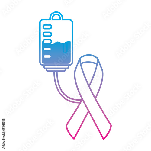 hemophilia plastic blood bag ribbon care vector illustration degraded line color style