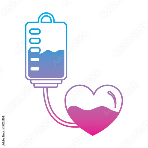 blood bag heart medicine hemophilia treatment vector illustration degraded line color style