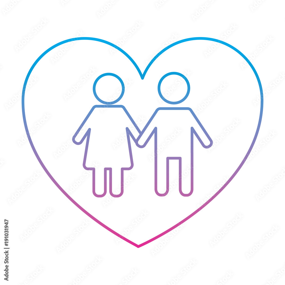 couple holds hand inside heart medical concept vector illustration degraded line color style couple holds hand inside heart medical concept vector illustration degraded line color style
