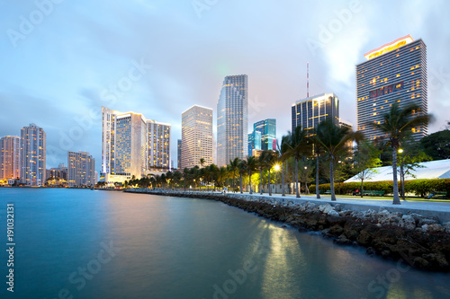 Skyline of city downtown and Brickell Key, Miami, Florida photo
