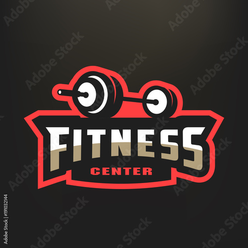 Fitness center sport logo, on a dark background.
