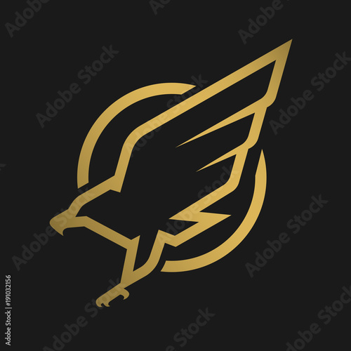 Eagle logo, emblem on a dark background.
