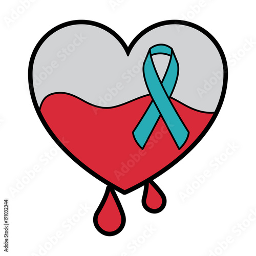 hemophilia heart blood and ribbon card vector illustration