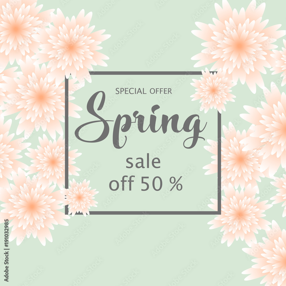 Spring sale banner with paper flowers for online shopping, advertising actions, magazines and websites. Spring sale banner with paper flowers for online shopping, advertising actions, magazines and websites.