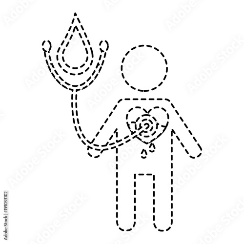 man stethoscope heart blood medical hemophilia vector illustration sticker style image