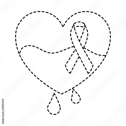 hemophilia heart blood and ribbon card vector illustration sticker style image