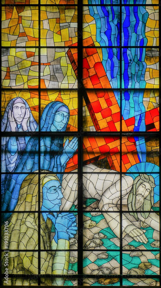 modern stained glass depicting Jesus Christ - obrazy, fototapety, plakaty 