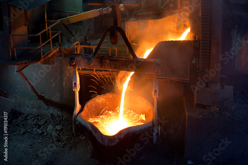 Pouting molten copper at a Copper Mill in Chile
