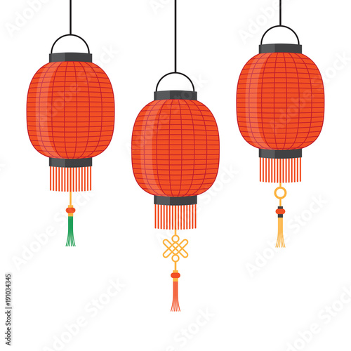 Lantern icon, Chinese or Japanese red lantern