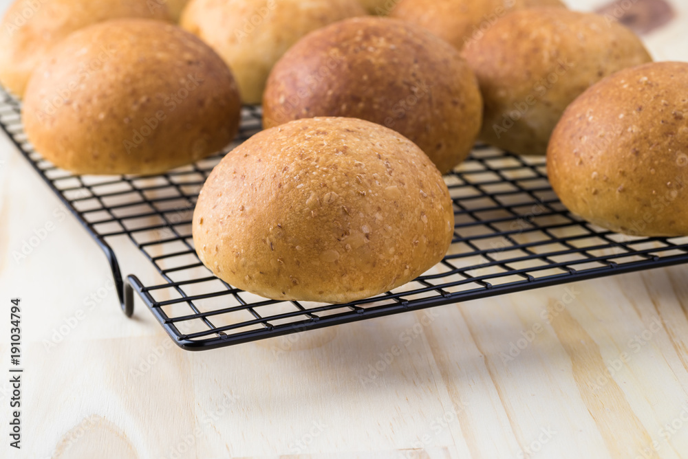 Fresh baked slider buns.