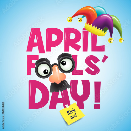 April fool 's day, typography, vector illustration, colorful, cartoon, joker,funny