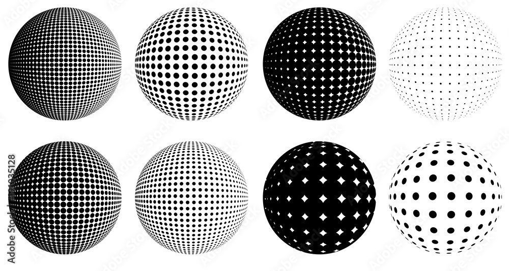 halftone dot globes
