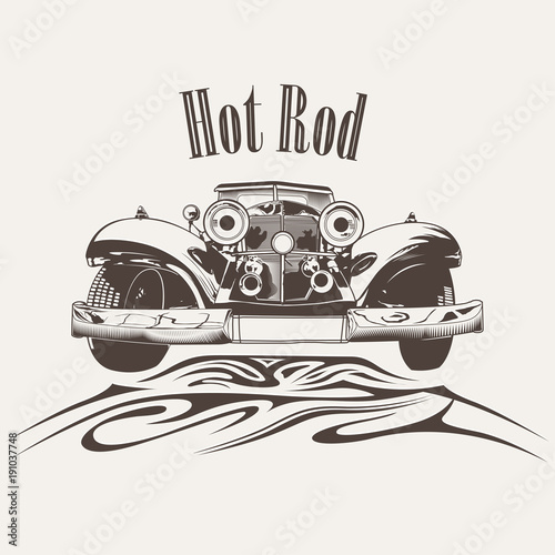 Retro car logo template vector design element vintage style for label and badge retro illustration. Classic car silhouette.