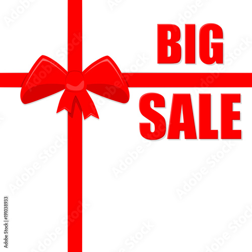 Big Sale banner with gift bow and ribbon. Vector illustration