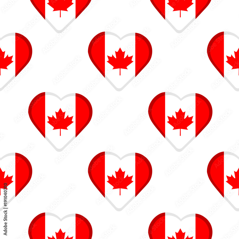 Seamless pattern from the hearts with flag of Canada. Seamless pattern from the hearts with flag of Canada.