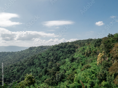 LandScape, Green Fresh Nature Background of Forest Mountains and Sky, Countryside of Thailand.
