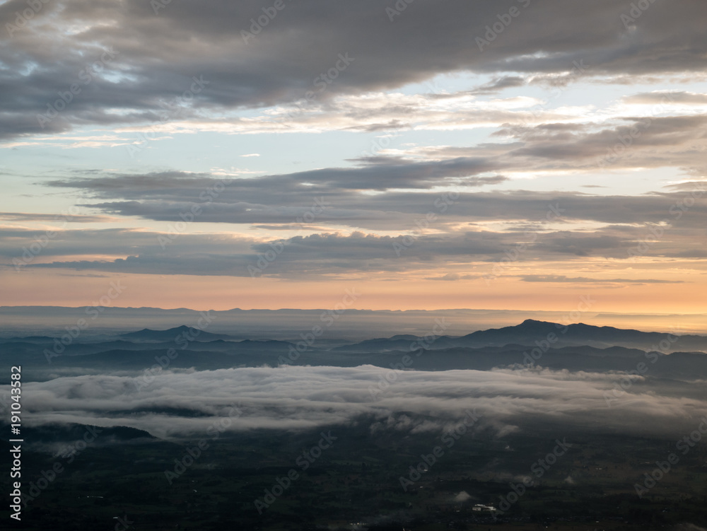 LandScape, Green Fresh Nature Background of Forest Mountains and Sky, Countryside of Thailand.