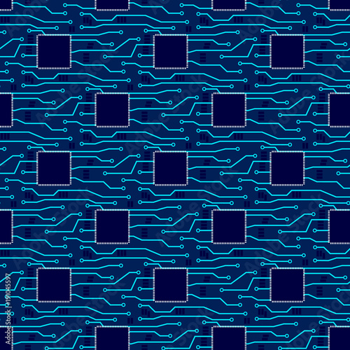 Seamless pattern of circuit board. Vector circuit board illustration background