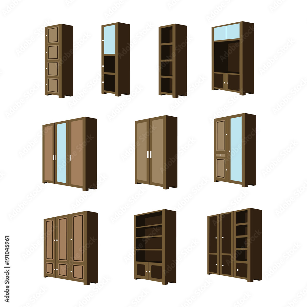 Set of furniture perspective assets cabinet case Set of furniture perspective assets cabinet case