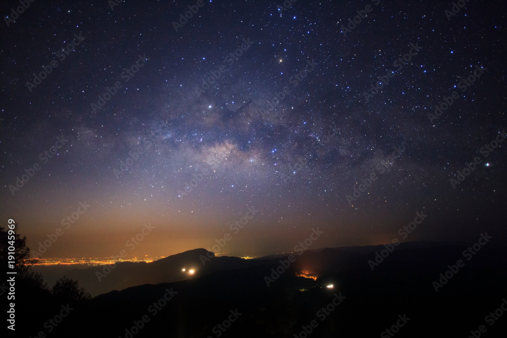 milky way galaxy at Doi inthanon Chiang mai, Thailand. Long exposure photograph. With grain