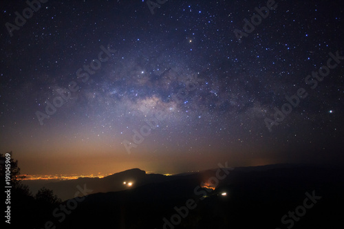 milky way galaxy at Doi inthanon Chiang mai, Thailand. Long exposure photograph. With grain