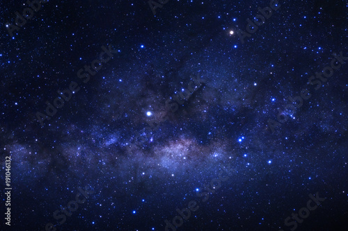 Fototapeta Naklejka Na Ścianę i Meble -  The center of the milky way galaxy with stars and space dust in the universe, Long exposure photograph, with grain