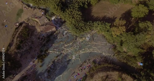 Aerial, Saturnia hot springs in Italy photo