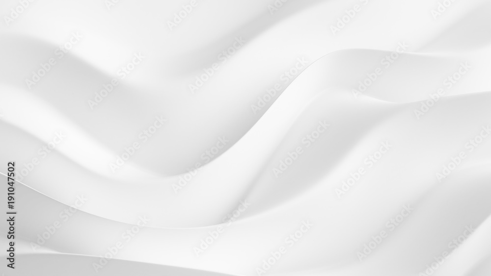 Elegant white background with drapery fabric. 3d illustration, 3d rendering.