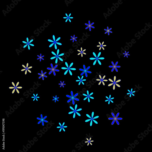 Pretty Floral Pattern with Simple Small Flowers for Greeting Card or Poster. Naive Daisy Flowers in Primitive Style. Vector Background for Spring or Summer Design. © OLENA