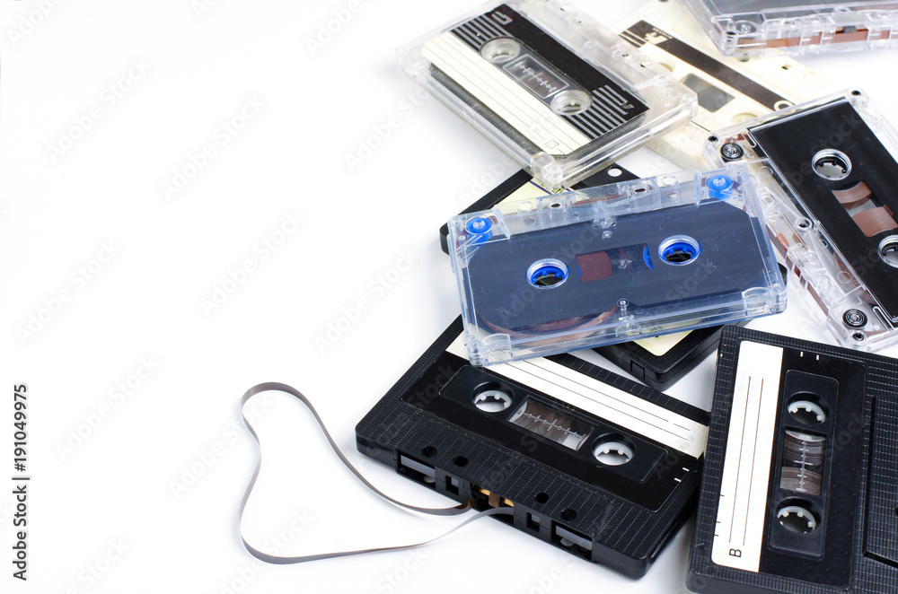 Obraz premium A lot of old audio cassettes