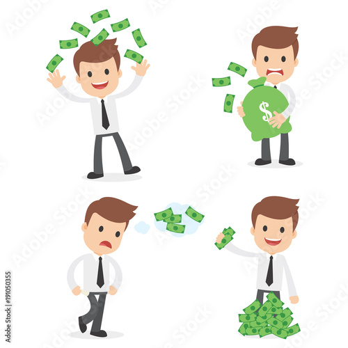 Funny Cartoon Businessman with Money