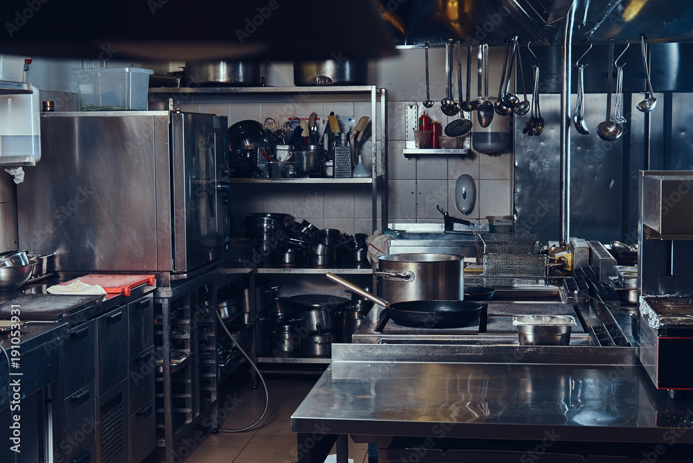 Professional stainless steel kitchen. Professional stainless steel kitchen.
