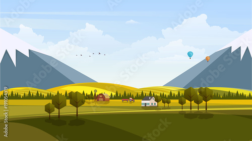 Vector Abstract Flat Design Landscape