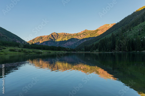 Scenic Reflection in a Colorado Wilderness Lake in Summer